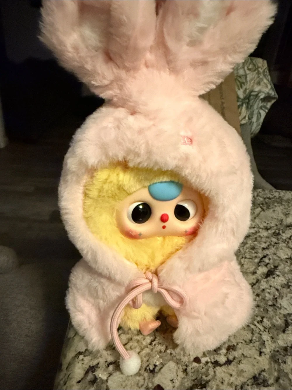 Baby Three NIB I'm Not a Warrior Plush Bunny Doll - Pink Hooded Plush Toy